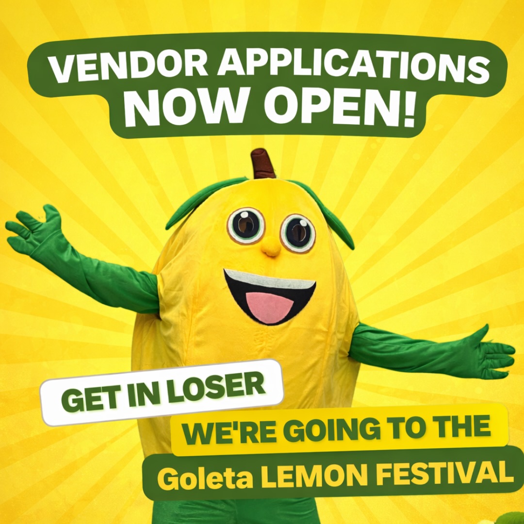 Calling all vendors 📣

Applications are now officially open for the Goleta Lemon Festival happening September 26 and 27.
 
Don’t miss your chance to be part of one of the South Coast’s most loved community events. Secure your spot early and complete your application today to be considered for this year’s festival lineup. Spots fill quickly so register in advance and join us for a fun filled weekend of food entertainment and community celebration. Link in bio.

ps. send this to your fav vendor!