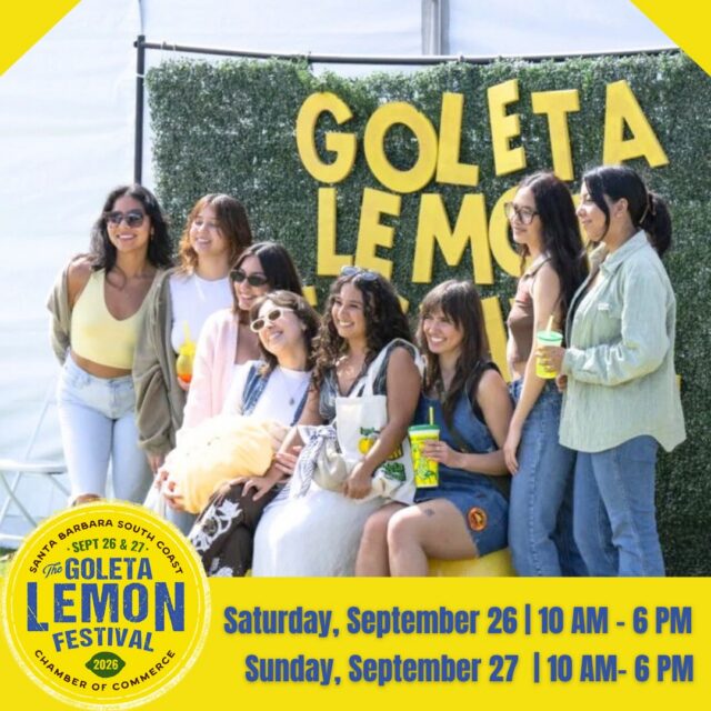🍋🚗 BRING THE SQUAD! 🚗🍋
The Goleta Lemon Festival, presented by Santa Barbara Airport, is ready to take off! ✈️🍋

Kick off the fun on Saturday, September 26 with the 19th Annual Goleta Fall Classic Car Show, presented by Ruth Ann Bowe, Village Properties, from 9 AM–3 PM!
Then stick around because the Goleta Lemon Festival is happening ALL WEEKEND! 🎉

📅 September 26 & 27
⏰ 10 AM–6 PM
📍 Girsh Park

Be there or be square... because that’s not very lemon-y! 🍋😎

Bring your friends, family and your best lemon-loving crew. We’ll see you there! #GLF2026
