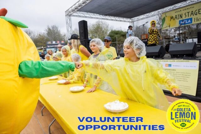 CALLING ALL LEMON LOVERS! 🍋

We need YOUR help to make this year’s Goleta Lemon Festival the best one yet! 💛 We have multiple volunteer shifts to fill!! so grab a friend, bring your crew, or sign up as a group and join the fun!

🙌 Pick a shift that works for you and sign up today!

🍋 LemonFestival.com → Get Involved → Volunteer

We can’t do it without our amazing community! 💛🍋