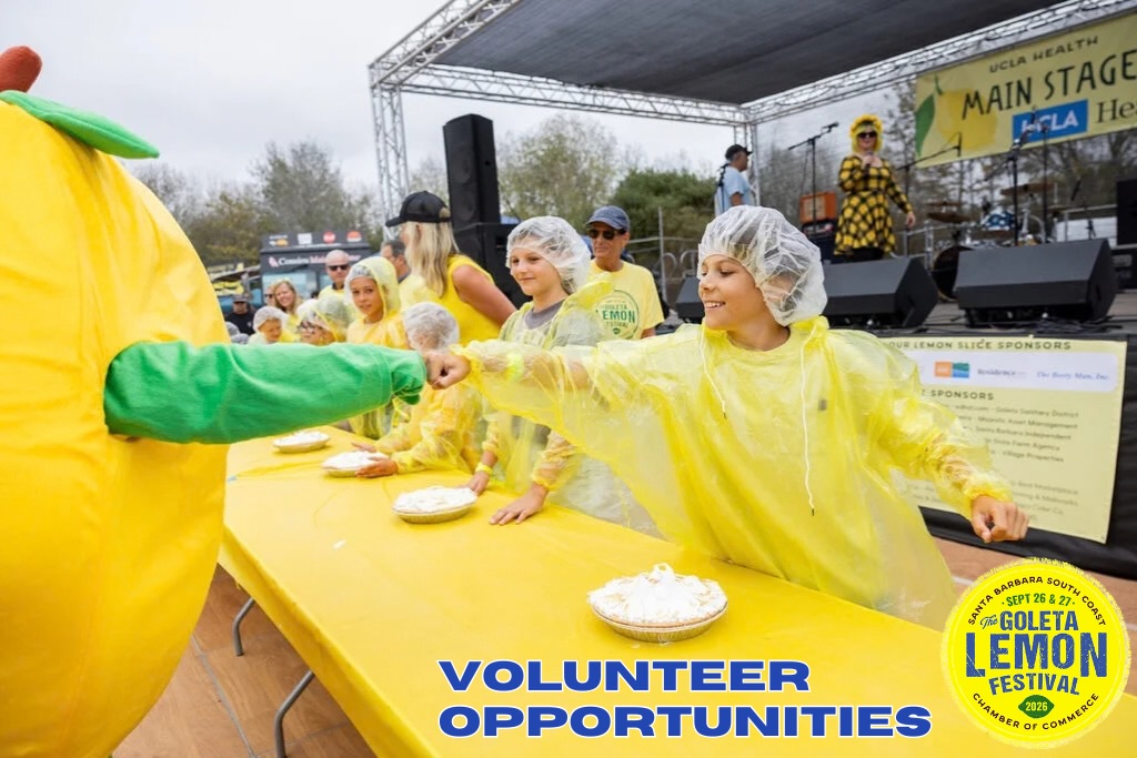 CALLING ALL LEMON LOVERS! 🍋

We need YOUR help to make this year’s Goleta Lemon Festival the best one yet! 💛 We have multiple volunteer shifts to fill!! so grab a friend, bring your crew, or sign up as a group and join the fun!

🙌 Pick a shift that works for you and sign up today!

🍋 LemonFestival.com → Get Involved → Volunteer

We can’t do it without our amazing community! 💛🍋